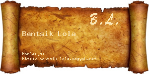 Bentsik Lola névjegykártya
